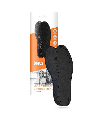 BRAUS Стельки Leatner Carbon BLACK (с акт.углем) р.39-40 BRAUS цвет 