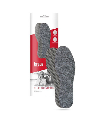 BRAUS Стельки осенне-зимние FILC COMFORT (войлок+латекс) р.37-38 BRAUS цвет 