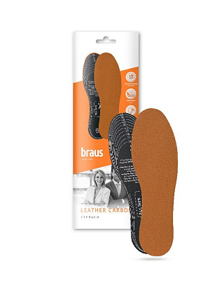 BRAUS Стельки Leather Carbon (кожа+латекс с акт.углем) БЕЖ 41-42р BRAUS цвет Бежевый