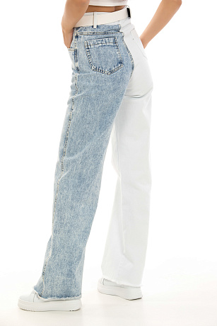 CHEERDUCK/2025 9018 ГОЛУБ/БЕЛЫЙ Джинсы женские CHEERDUCK цвет Голубой